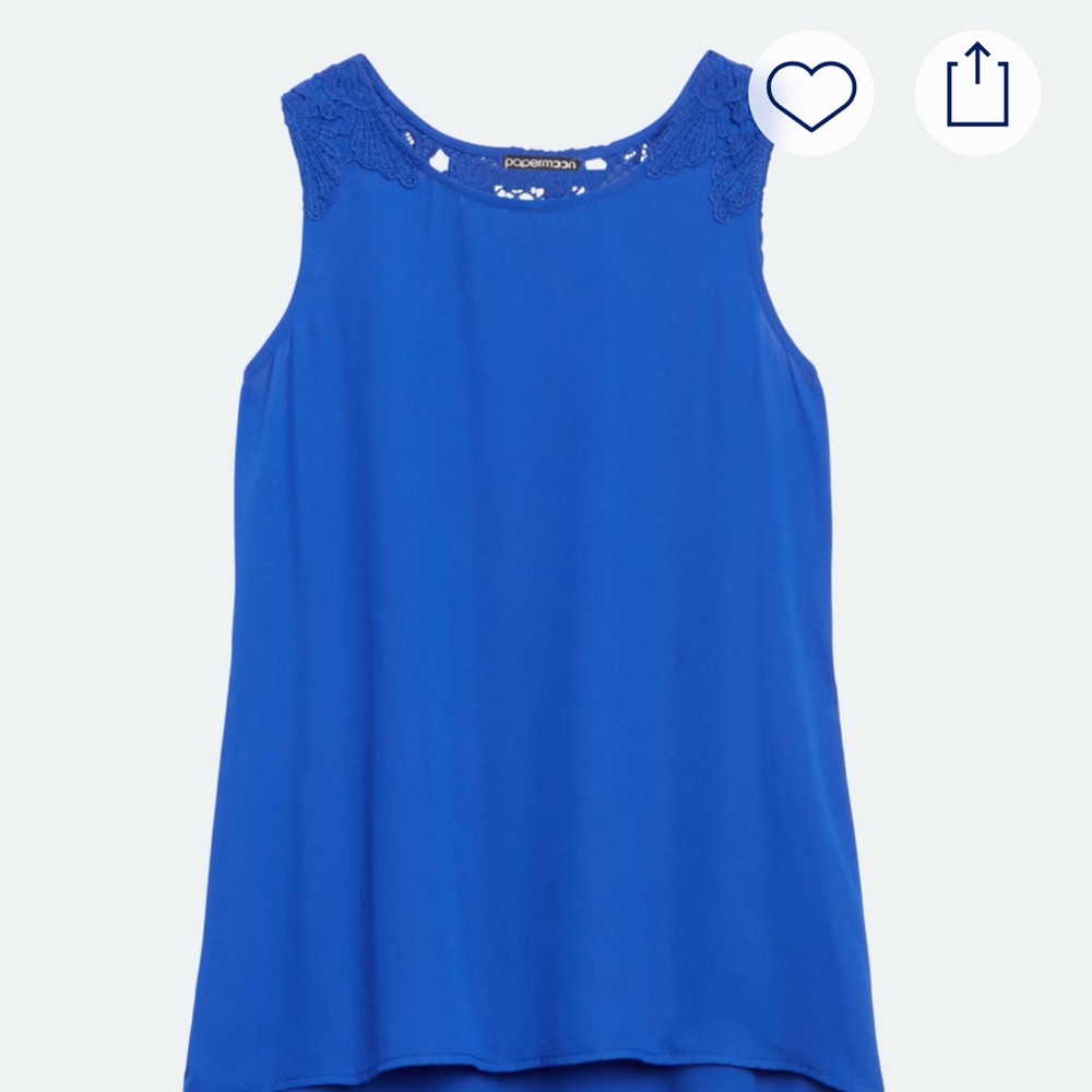 Elegant Blue Lace Sleeveless Top